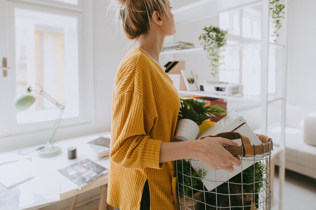 Young woman decorating her home